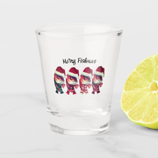 Funny MerFishmas Weihnachtsfischen Schnapsglas (Vorderseite)