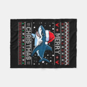 Funny Merguly Ugly Christmas Shark Weihnachtsmannm Fleecedecke (Vorderseite (Horizontal))