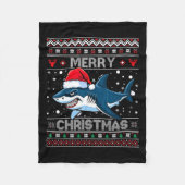 Funny Merguly Ugly Christmas Shark Weihnachtsmannm Fleecedecke (Vorderseite)
