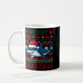 Funny Merguly Ugly Christmas Shark Weihnachtsmannm Kaffeetasse (Links)