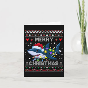 Funny Merguly Ugly Christmas Shark Weihnachtsmannm Karte