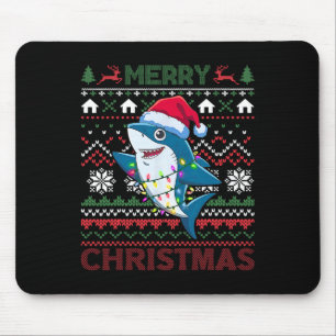 Funny Merguly Ugly Christmas Shark Weihnachtsmannm Mousepad