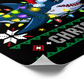 Funny Merguly Ugly Christmas Shark Weihnachtsmannm Poster (Ecke)