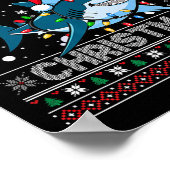 Funny Merguly Ugly Christmas Shark Weihnachtsmannm Poster (Ecke)