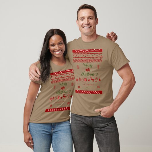 Funny Merguly Ugly Weihnachts Sweater Red Matching T-Shirt (Unisex)