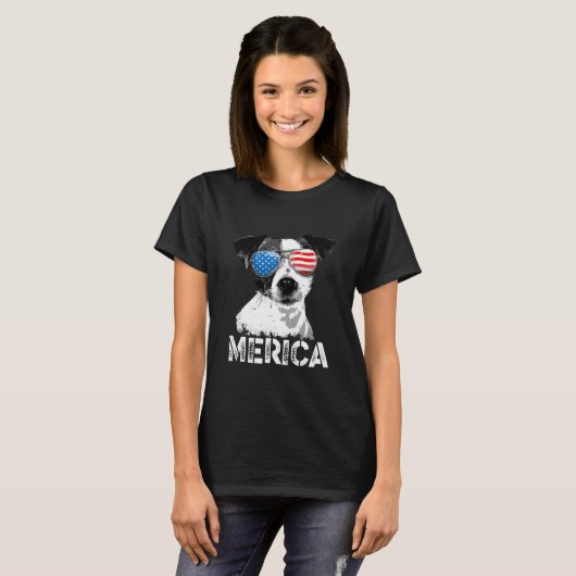 Funny Merica Jack Russell Terrier T-Shirt (Vorne ganz)
