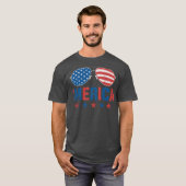 Funny Merica mit Sonnenbrille USA Flag 4. Juli T-Shirt (Vorne ganz)