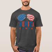 Funny Merica mit Sonnenbrille USA Flag 4. Juli T-Shirt (Vorderseite)