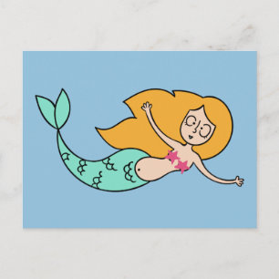 Funny Mermaid benutzerdefinierte Farbe Postkarte
