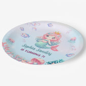 Funny  Mermaid Birthday Girl Pappteller (Schrägansicht)