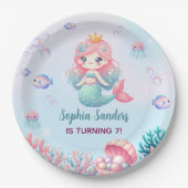 Funny  Mermaid Birthday Girl Pappteller (Vorderseite)