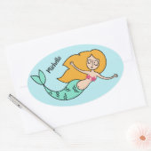 Funny Mermaid individuelle Name Aufkleber (Umschlag)