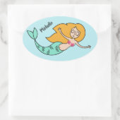 Funny Mermaid individuelle Name Aufkleber (Tasche)
