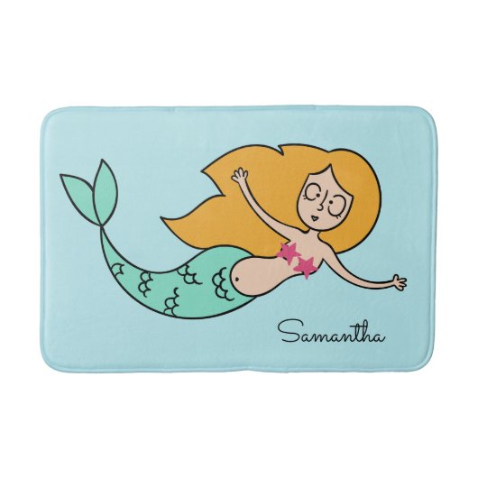 Funny Mermaid individuelle Name & Farb-Badematten Badematte (Vorderseite)