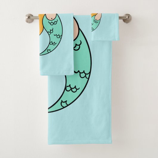 Funny Mermaid individuelle Name & Farb-Handtuch Se Badhandtuch Set (Insitu)