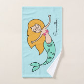 Funny Mermaid individuelle Name & Farb-Handtuch Se Badhandtuch Set (Handtuch)