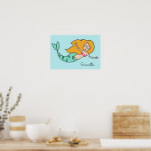 Funny Mermaid individuelle Name & Farbposter Poster (Küche)