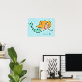Funny Mermaid individuelle Name & Farbposter Poster (Heimbüro)