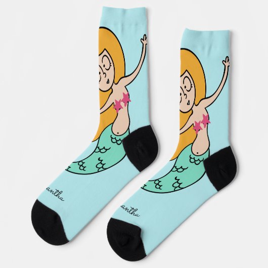 Funny Mermaid individuelle Name Socken (Linkes Detail)
