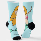 Funny Mermaid individuelle Name Socken (Gewinkelt)