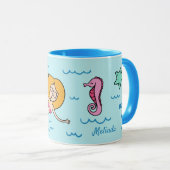 Funny Mermaid individuelle Name Tasse (VorderseiteRechts)