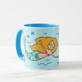 Funny Mermaid individuelle Name Tasse (Vorderseite Links)