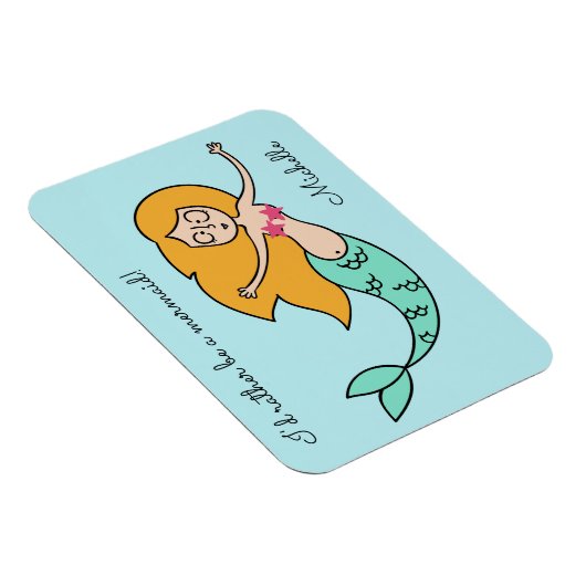 Funny Mermaid individuelle Name & Text Magnet (Rechte Seite)