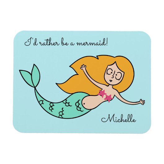 Funny Mermaid individuelle Name & Text Magnet (Horizontal)