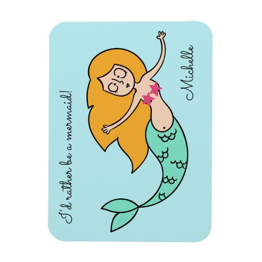 Funny Mermaid individuelle Name & Text Magnet (Vertikal)