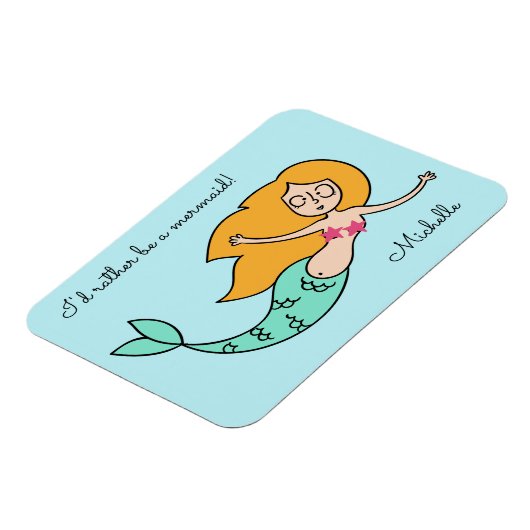 Funny Mermaid individuelle Name & Text Magnet (Linke Seite)
