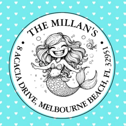 Funny Mermaid Pool Party Thema Permastempel