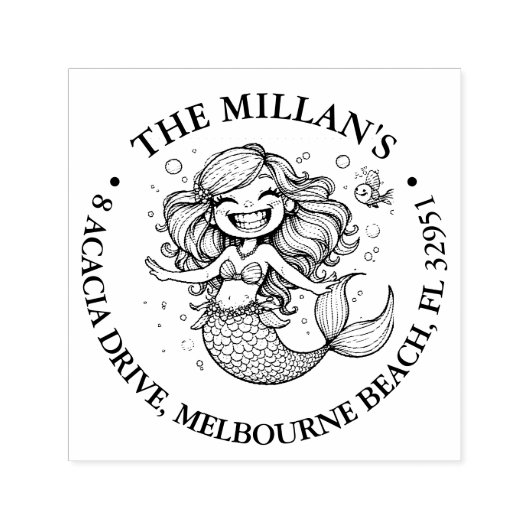 Funny Mermaid Pool Party Thema Permastempel (Design)