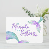 Funny Mermaid zu Sisters Bridesmaid Vorschlag Einladung (Stehend Vorderseite)