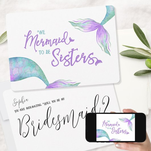 Funny Mermaid zu Sisters Bridesmaid Vorschlag Einladung