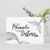 Funny Mermaid zu Sisters Schwarz-weißer Vorschlag Einladung (Stehend Vorderseite)