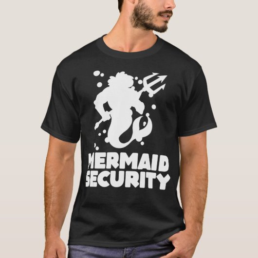 Funny Merman Mermaid Security Swimming Beach T-Shirt (Vorderseite)