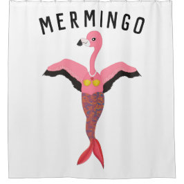 Funny Mermingo: Flamingo-Mermaid Duschvorhang