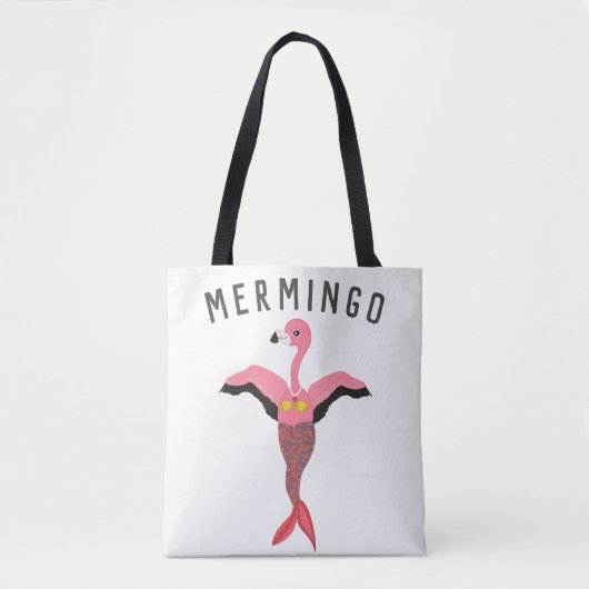 Funny Mermingo Grafik: Flamingo-Mermaid Hybrid Tasche (Vorderseite)
