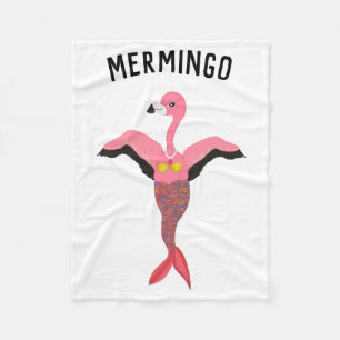 Funny Mermingo Graphic: Flamingo-Mermaid Fleecedecke