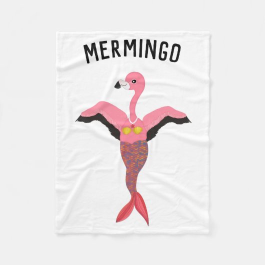 Funny Mermingo Graphic: Flamingo-Mermaid Fleecedecke (Vorderseite)