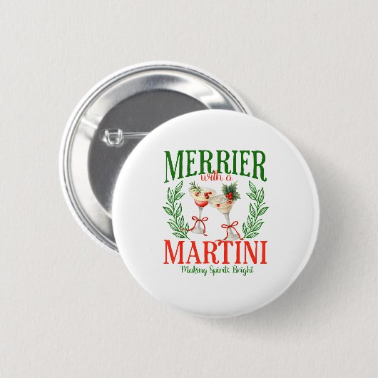 Funny Merrier With A Martini Bachelorette Merry Ch Button (Vorne & Hinten)