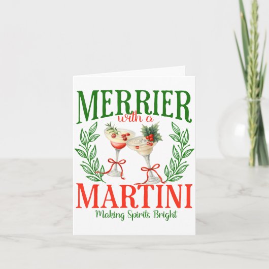 Funny Merrier With A Martini Bachelorette Merry Ch Karte (Vorderseite)