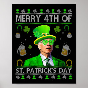 Funny Merry 4. St Patricks Day Joe Biden Hear Poster