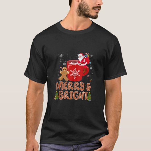 Funny Merry Bright Christmas PJs Gingerbread Man S T-Shirt (Vorderseite)