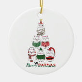 Funny Merry Catmas Weihnachtsbaum Kitten Keramik Ornament (Vorne)