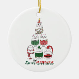Funny Merry Catmas Weihnachtsbaum Kitten Keramik Ornament