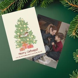 Funny Merry Catnaps! Katze auf Weihnachtsbaum Feiertagskarte