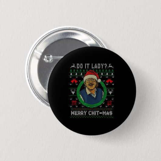 Funny Merry Chit-mas Ugly Christmas Sweater Button (Vorne & Hinten)