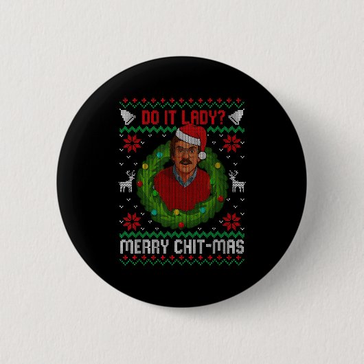 Funny Merry Chit-mas Ugly Christmas Sweater Button (Vorderseite)