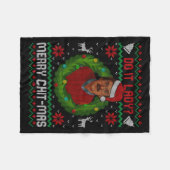 Funny Merry Chit-mas Ugly Christmas Sweater Fleecedecke (Vorderseite (Horizontal))